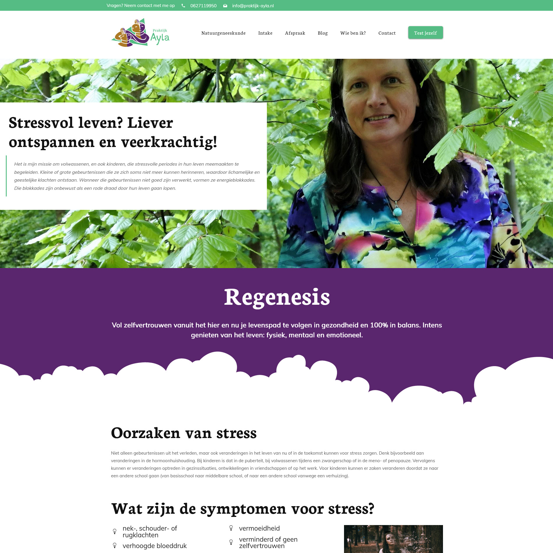 Screenshot van de website van Praktijk Ayla, gebouwd door Webgebouw